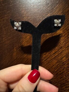 925 Sterling Silver Sparkling Crystal Quad Stud Earrings